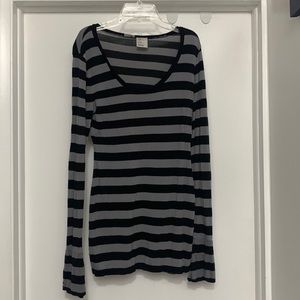 Striped long sleeve shirt with bell sleeves